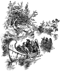 1673 Chicago history, Louis Joliet and Father Jacques Marquette in canoe